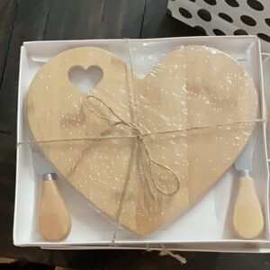 Heart-Shaped ❤️ Bamboo Charcuterie Board with Knives